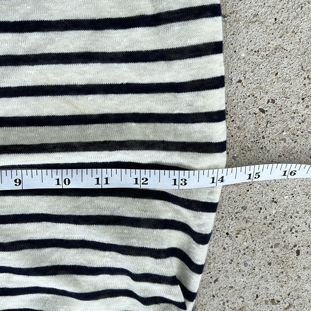 Alice + Olivia Air Black/White Striped Ruched Linen Knit Tank Dress XS - Picture 9 of 12